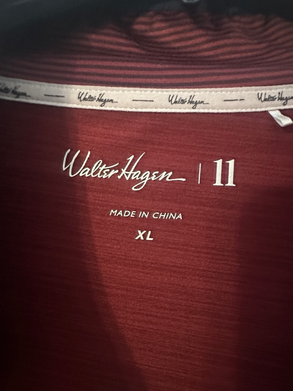 Walter Hagen burgundy and navy Striped long sleeve Polo - Picture 3 of 9